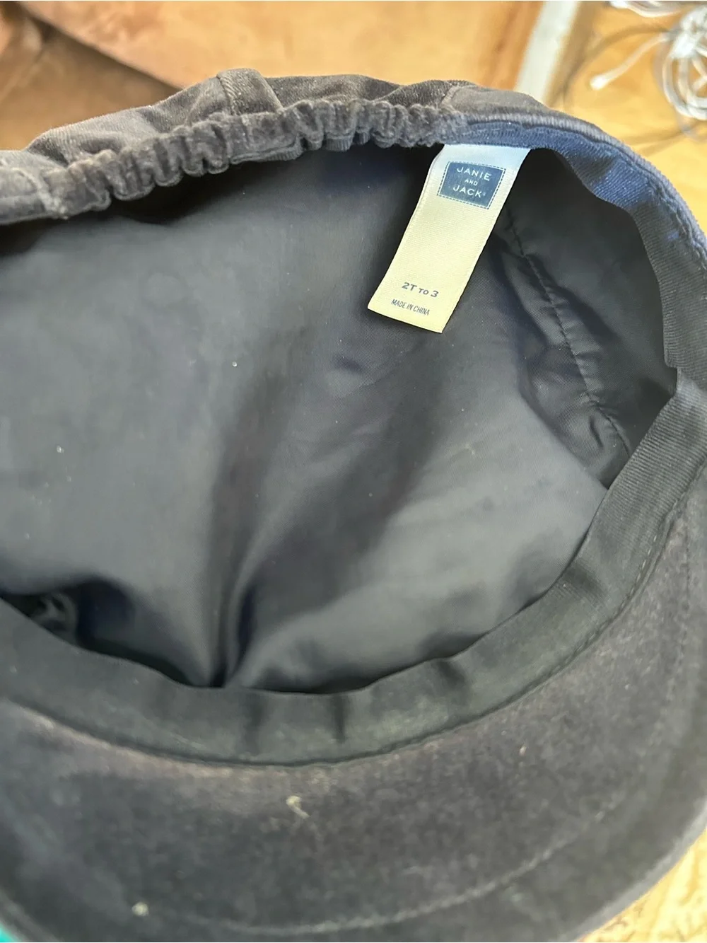 Janie and Jack navy velvet newsboy cap (2T-3T)